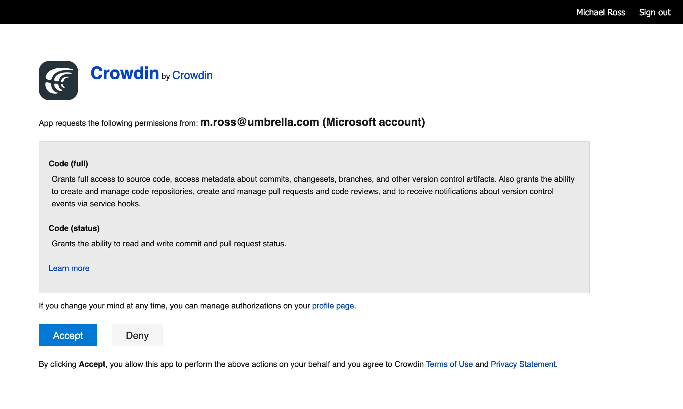 Autorisierung der Azure-Repos-Integration