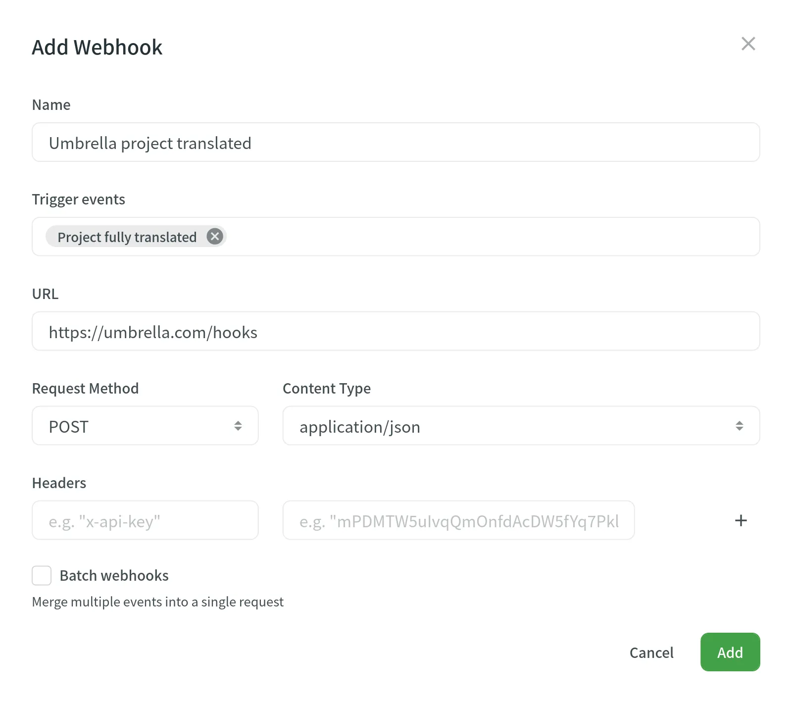 添加 Webhook
